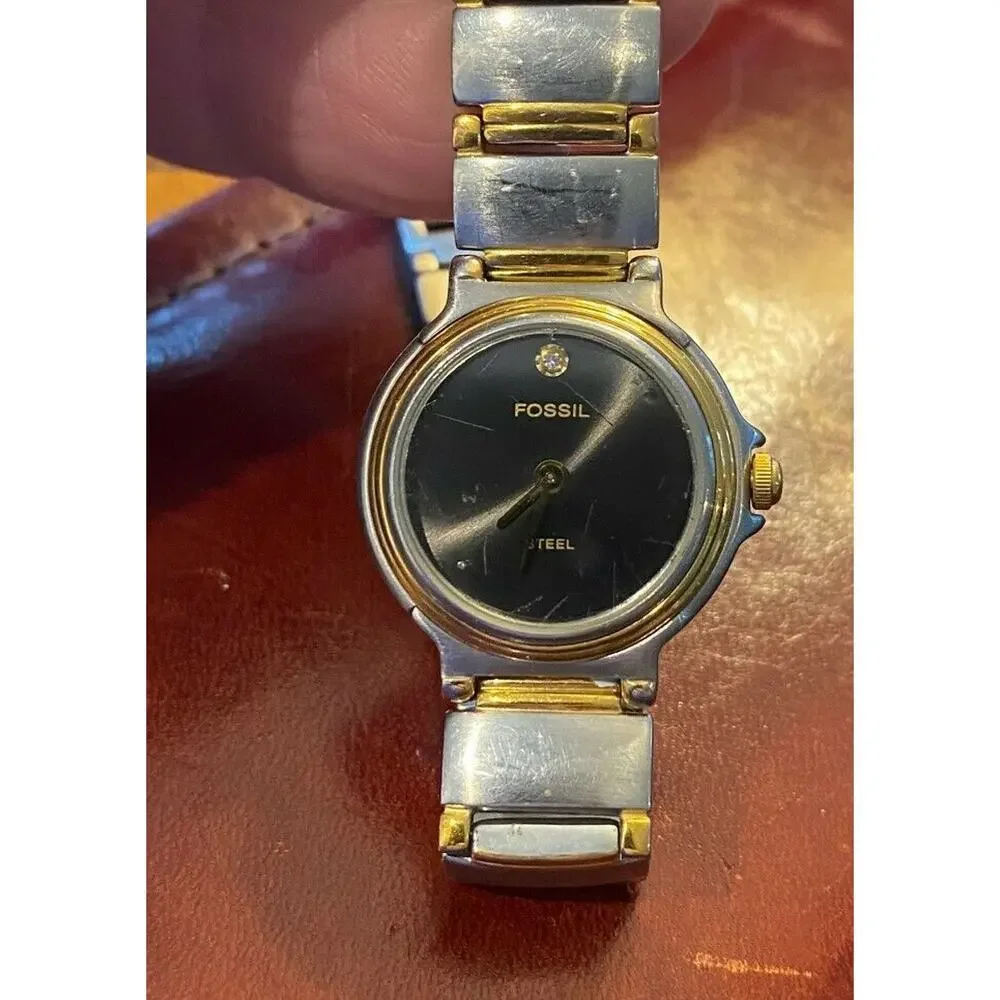 Women's 25mm Two Tone Fossil Steel Watch FS2698, WR 50M, All Stainless